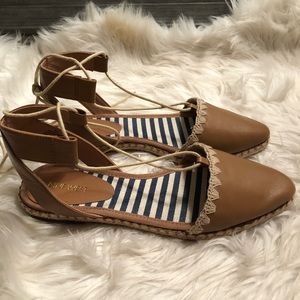 Espadrille style lace up sandals